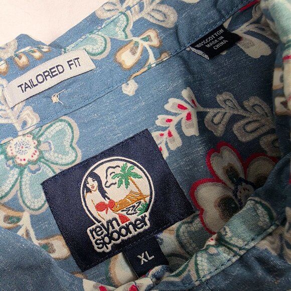 Reyn Spooner Furoshiki Floral Shirt Tailored Fit Mens Size XL Blue Casual Aloha - Picture 5 of 9